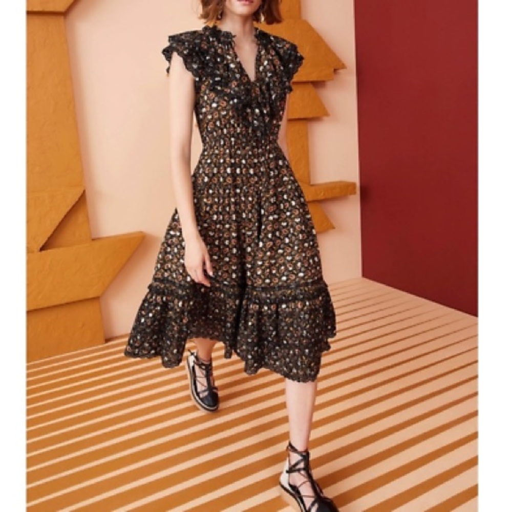 🆕 🔥 Ulla Johnson's signature ruffle trim Yvette dress women size 6